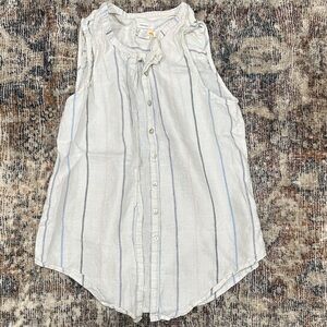 C.C Linen Striped Blouse in Blue and Pink